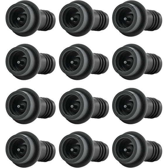 Vacuum Wine Stoppers - Silicone Saver, Reusable, Black (12 Pieces)