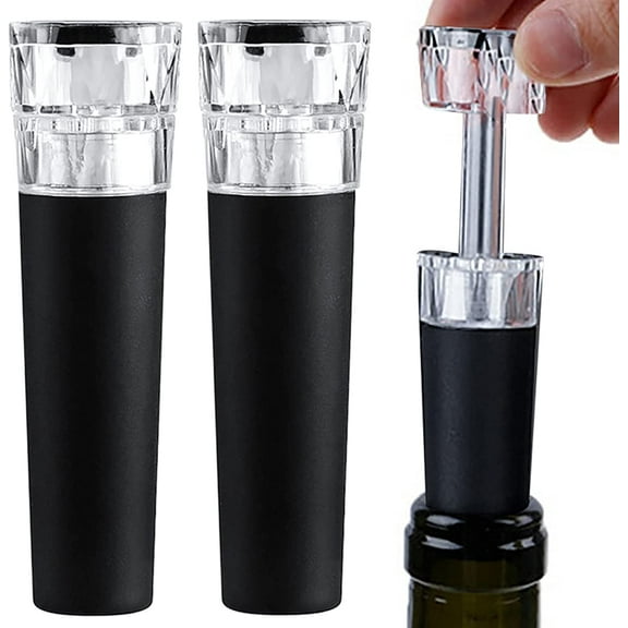 Vacuum Wine Stoppers, Wine Preserver Stopper with Vacuum Pump, Silicone Wine Stopper with Air Pump for Red Wine Bottles, Air Remover Corks Wine Saver for Bar Wedding Birthday Party (2)