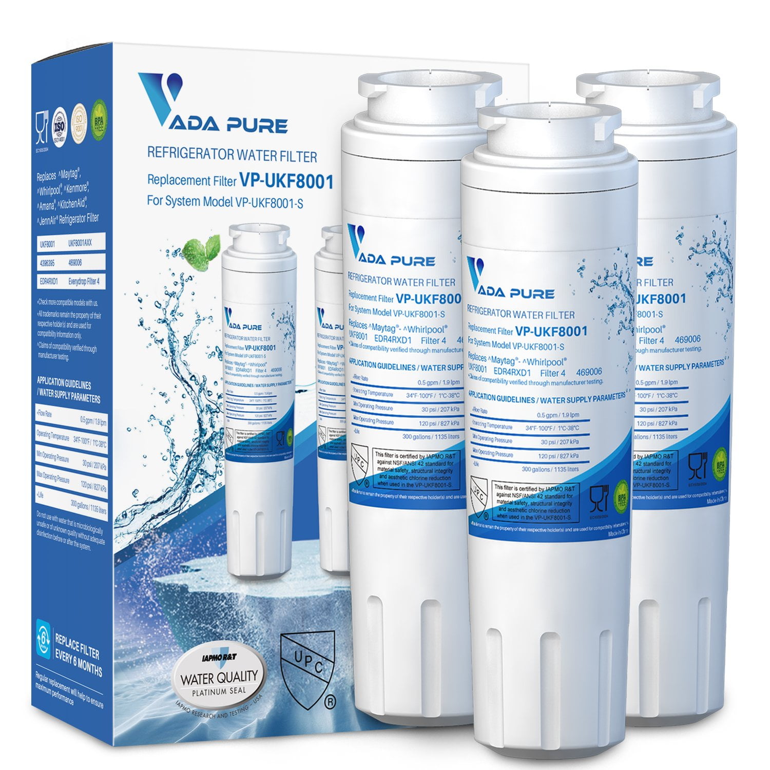 Vada Pure UKF8001 Water Filter Replacement for Everydrop Filter 4