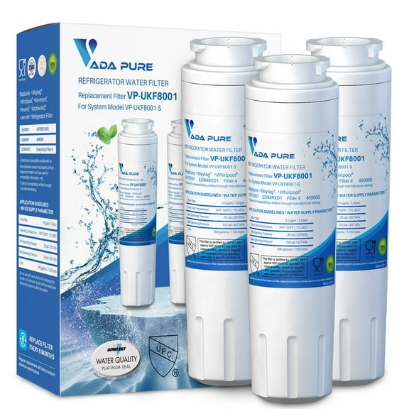 Vada Pure - UKF8001 Water Filter Replacement for Everydrop Filter 4, UKF8001, UKF8001AXX-750, UKF8001AXX-200, Whirlpool 4396395, Kenmore 9084, 9006, Puriclean II, and Many More Models (3 Pack)