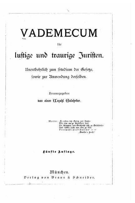 Vademecum Fur Lustige Und Traurige Juristen