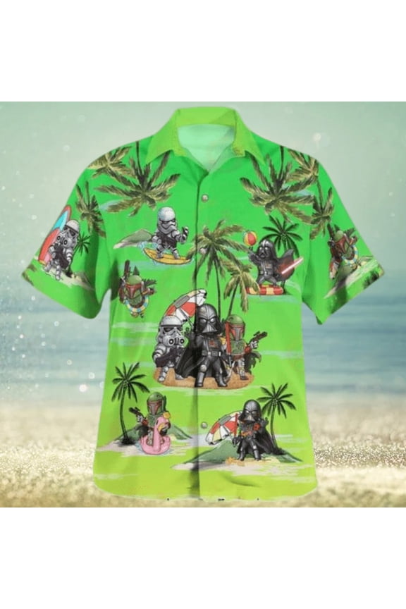Vader Boba Fett Trooper Summer Time Hawaiian Shirt Green