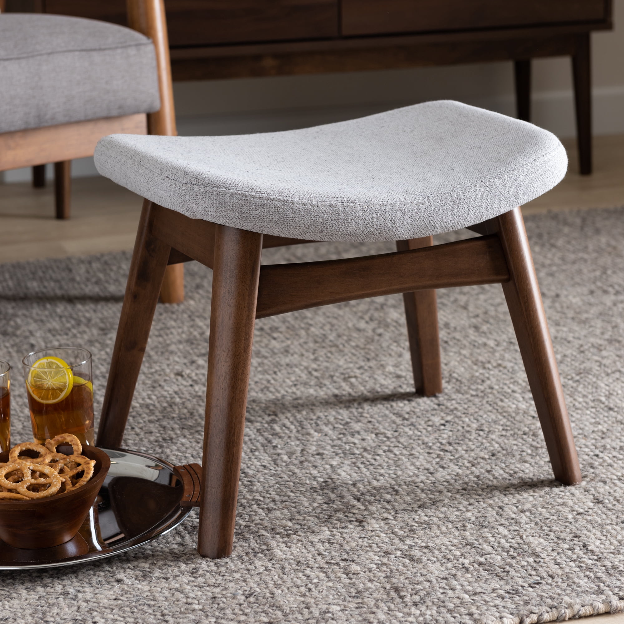 Vadim Modern Light Grey Fabric Upholstered Ottoman by Bellamy Studios