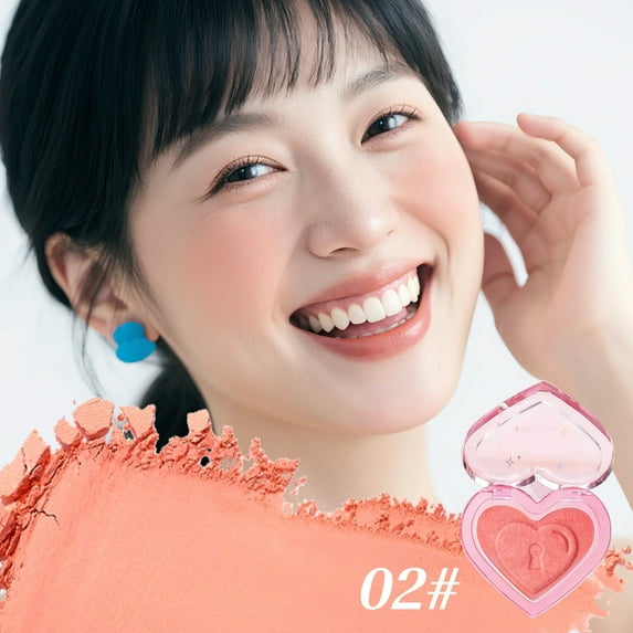 Vadkta Powder Blush for Cheeks, Heart-Shaped Cream Blush, Lightweight Melt-In Texture, Micro-Pearl Glow, Buildable Natural Color, Soft Radiant Finish