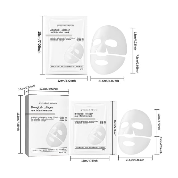 Vadktai 12 Pack Bio-Collagen Mask, Overnight Hydrating Face Mask for All Skin Types, Hydrating Collagen Face Mask