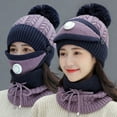 thumbnail image 1 of Vadktai 3 in 1 Warm Thick Knitted Beanie Hat Scarf and Mask Set, Slouchy Snow Knit Cap Infinity Scarves for Women, Fashion Women Winter Knitted Hat Thickened Woolen Cap with Warm Mask and Neck Scarf, 1 of 2