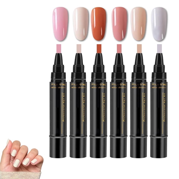 Vadktai 6 Colors Nail Polish Pens, Fingernail Toenail Gel Series for Women, High Gloss Long Last Portable Ideal Gift