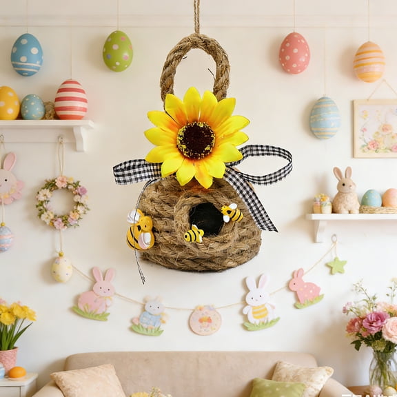 Vadktai Apis Hive Decor Kitchen Honeycomb Sunflower Decoration Natural Wool Rural Apis Themed Home Decor
