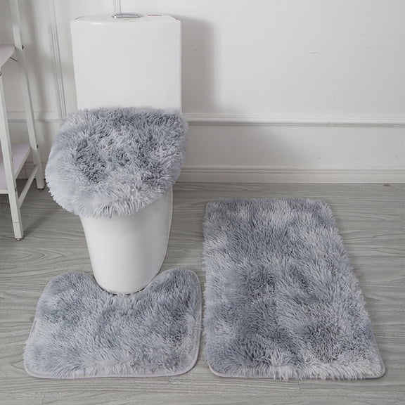Vadktai Bathroom Rug Set, Fluffy Plush Bath Mat Set Non Slip Bathroom Rug Super Absorbent and Thick, Machine Washable Carpet, Shaggy Bath Mats for Bathroom Floor, Tub and Shower