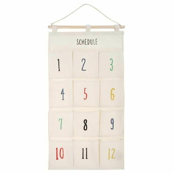 Vadktai Bins & Things Hanging Organizer, Wall Fabric Hanging Organizer with 12 Compartments, Aesthetic Organizer Hang Over The Door, Closet Hanging Storage Pockets and Pouch Canvas Bag