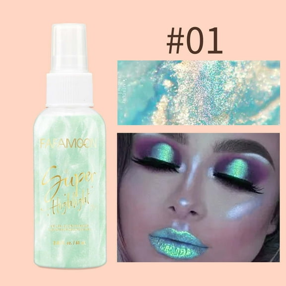 Vadktai Body Glitter Spray, Moisturizing Liquid Highlighter Quick-Drying Non-Sticky for Woman Face Hair Body Glitters Shiny Makeup