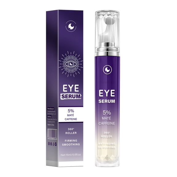 Vadktai Caffeine Eye Serum for Puffy Dark Circles, Instant Depuffing Under Eye Treatment Anti-Aging Firming Undereye Serum with Roller for Wrinkles Bags Fine Lines Brightening