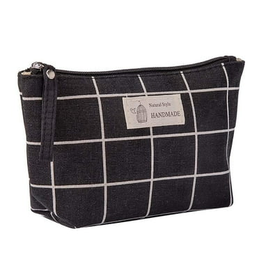 Vadktai Canvas Cosmetic Bag - Multi-function Travel Makeup Bag Cosmetic Pouch with Zipper Travel Toiletry Bag Small Makeup Pouch Christmas Gifts Stocking Stuffers for Women
