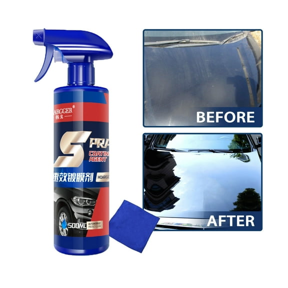 Vadktai Car Coating Spray, Quick Effect Coating Agent, Quickly Coat Car Wax, Car Scratch Wax Polish Spray Waterless Wash, Oil Film Emulsion Glass Cleaner (1PC+Cloth)