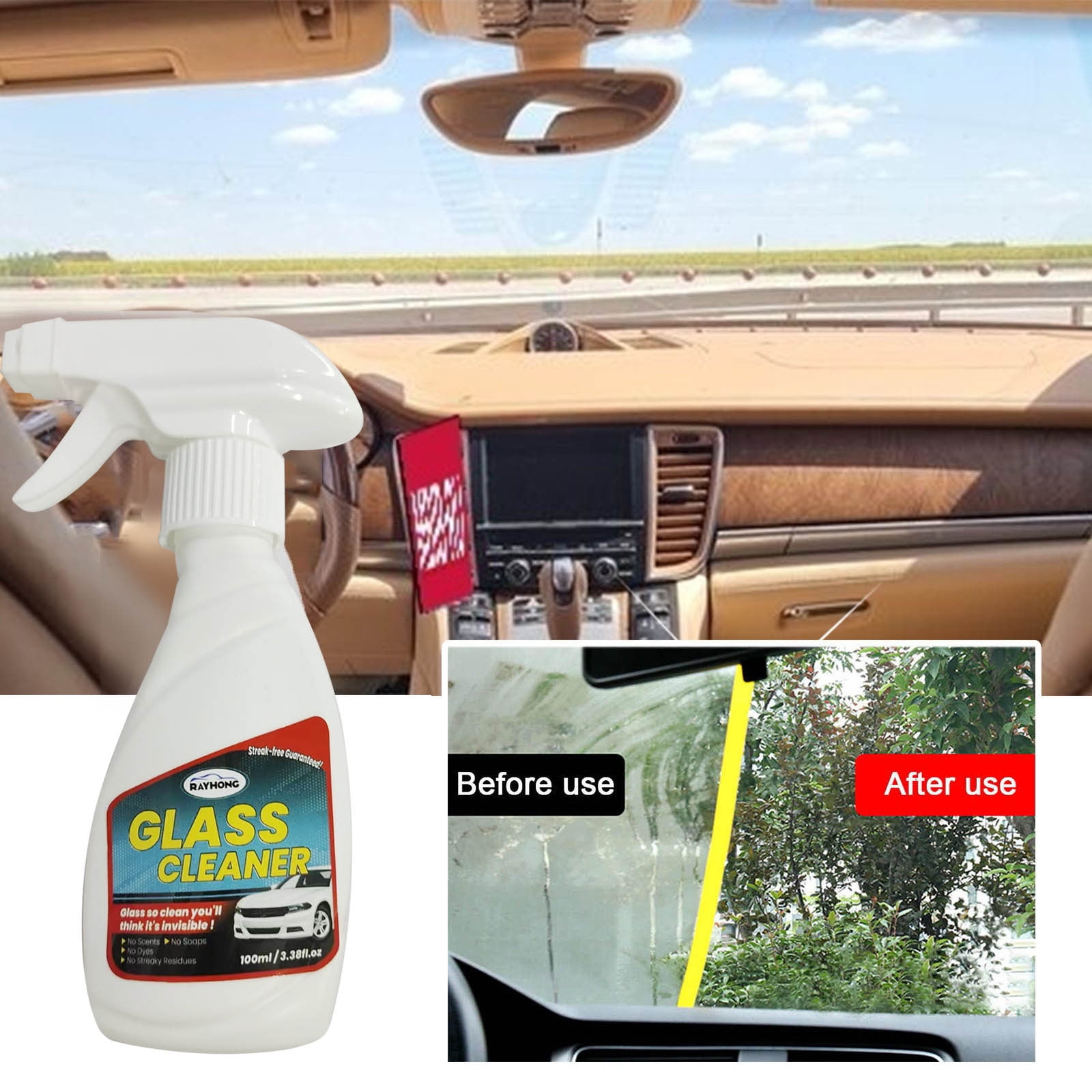 Vadktai Car Glass Cleaner, StreakFree, AmmoniaFree Window, Mirror