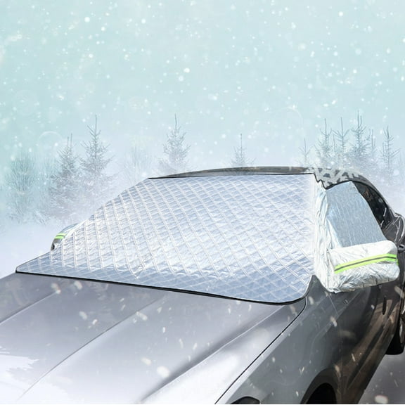 Vadktai Car Windshield Snow Cover with Side Mirror Cover, 4 Layers Winter Frost Protection for Any Weather, Windscreen Covers with Magnetic Edges, Front Window Automotive Covers for Car SUV Trucks