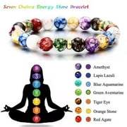 Vadktai Chakra Bracelets for Women Rock 7 Chakras Crystals and Healing Stones Bracelets Yoga Beaded Bracelets for Women Men Essential Oil Diffuser
