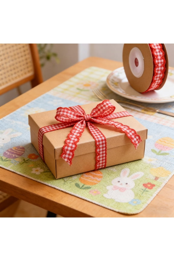 Classic Plaid Ribbon Hair Clip Headband With Bow Curtain Edging Wavy Ear Ribbon