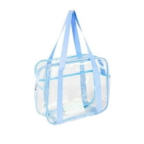 Vadktai Clear Makeup Bags, Large Clear Makeup Cosmetic Toiletry Bag, Clear PVC with Zipper Handle Portable Travel Luggage Pouch Airport Airline Vacation Organization