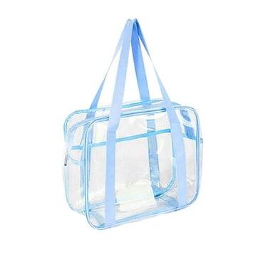 Vadktai Clear Makeup Bags, Large Clear Makeup Cosmetic Toiletry Bag, Clear PVC with Zipper Handle Portable Travel Luggage Pouch Airport Airline Vacation Organization