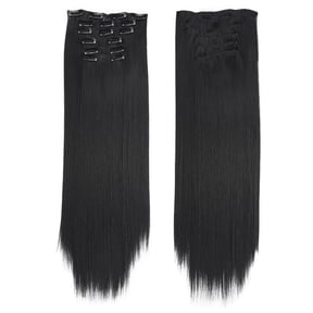 Vadktai Clip in Hair Extensions Real Human Hair Clip, Human Hair Clip in Extensions Black Women Invisible Natural Straight Seamless Clip on Hair Extensions