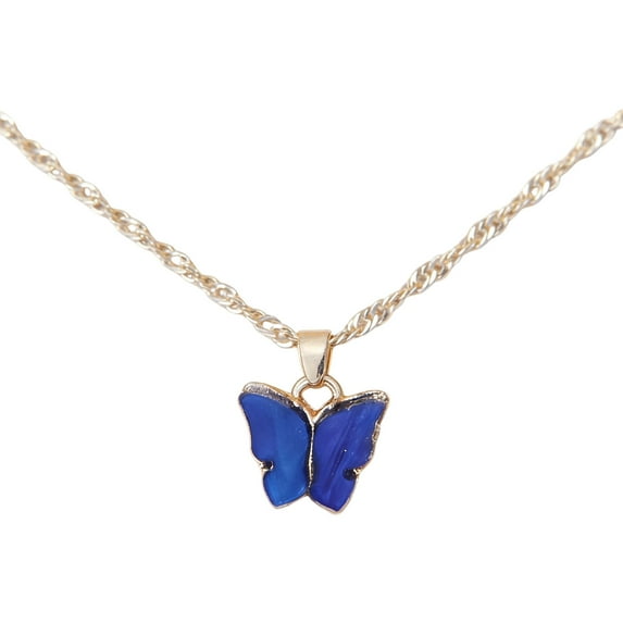 Vadktai Colorful Acrylic Butterfly Pendant Necklace, Adjustable Retro Card Clavicle Chain, Necklace for Women Friend Friendship Party Jewelry Gift