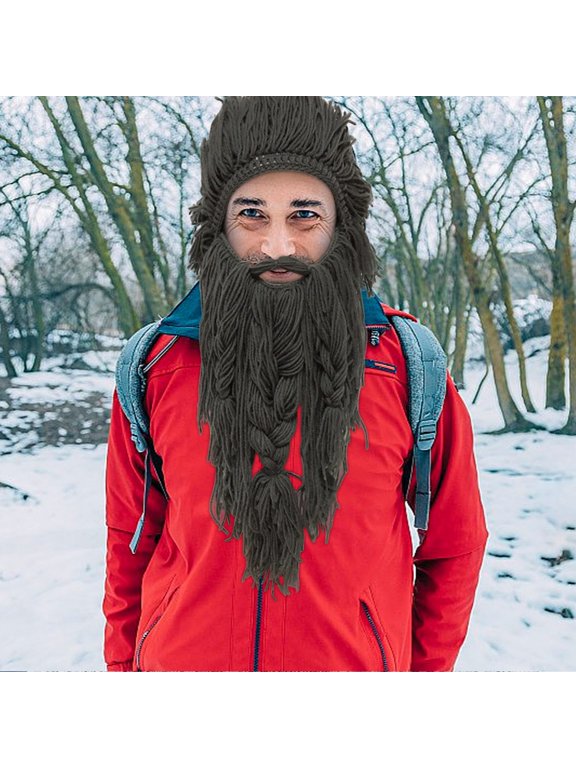 Creative Barbarian Knit Beard Hat Funny Knit Hat Wig Beanie Hat Beard Facemask
