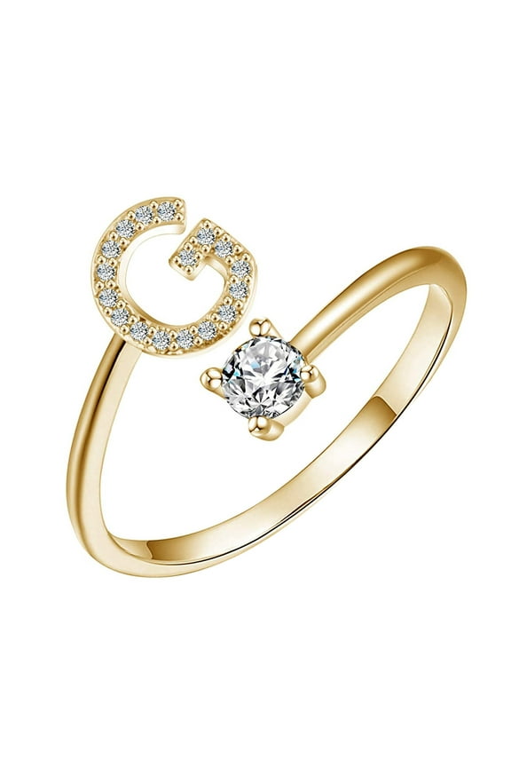 Vadktai Initial Rings, Initial Letter Ring for Women, Gold Stackable Alphabet Rings, Adjustable Pinky Ring, Cute Dainty Finger Rings, Valentine's Day Birthday Gifts for Her, Alphabet A-Z