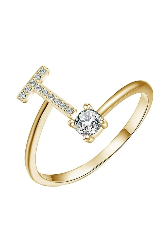 Initial Rings, Initial Letter Ring for Women, Gold Stackable Alphabet Rings, Adjustable Pinky Ring, Cute Dainty Finger Rings, Valentine's Day Birthday Gifts for Her, Alphabet A-Z