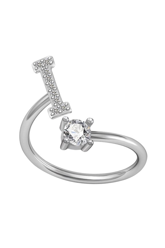 Vadktai Initial Rings, Initial Letter Ring for Women, Silver Stackable Alphabet Rings, Adjustable Pinky Ring, Cute Dainty Finger Rings, Valentine's Day Birthday Gifts for Her, Alphabet A-Z