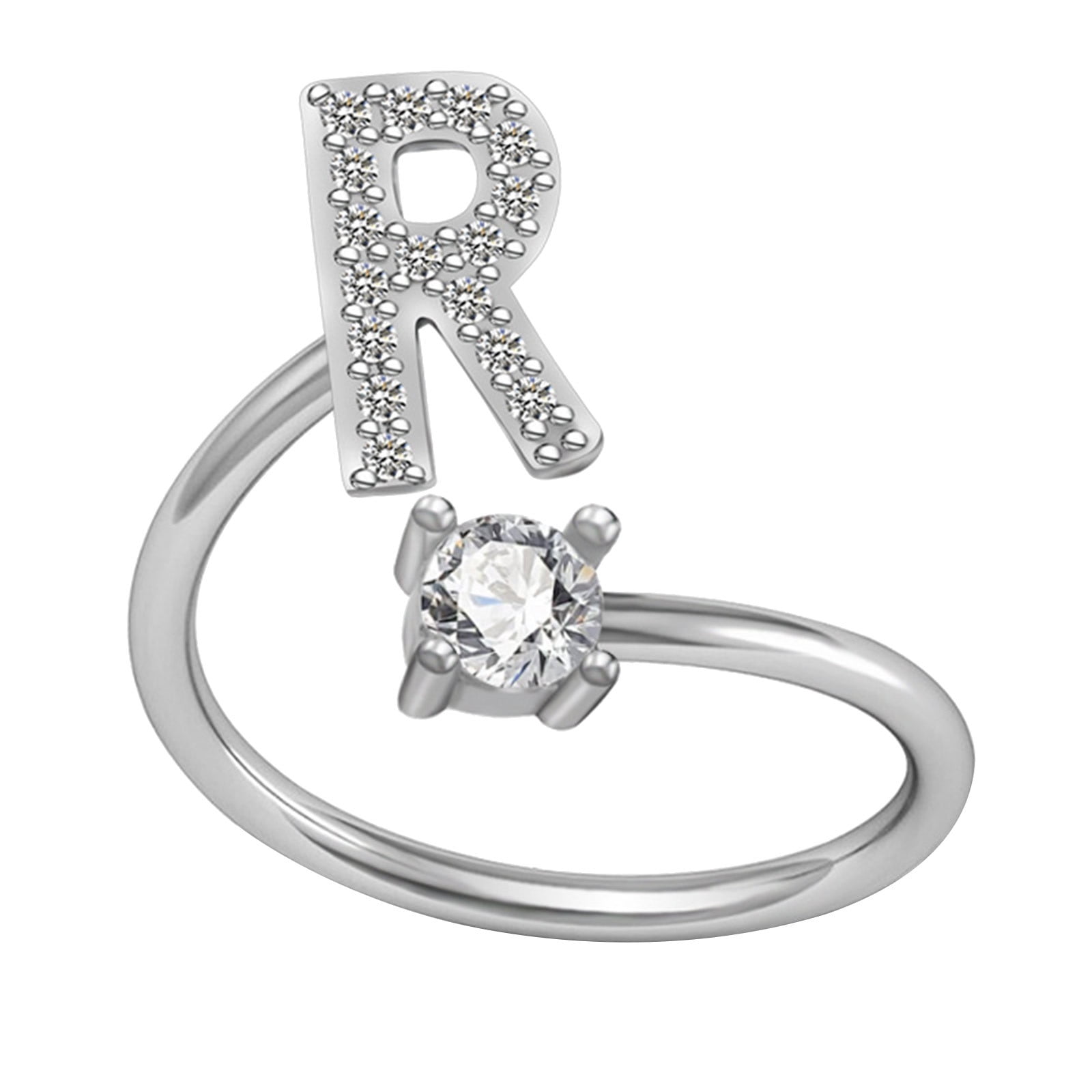 Vadktai Initial Rings, Initial Letter Ring for Women, Silver Stackable ...