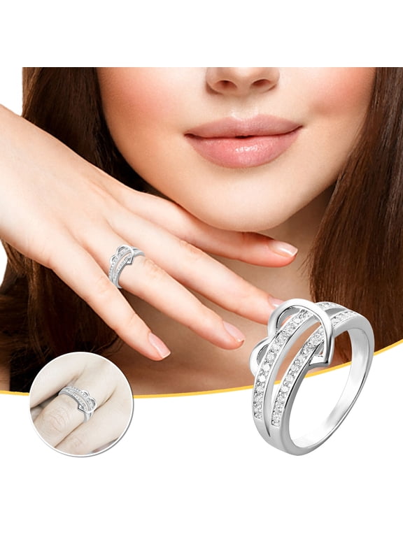 Women Rings, Infinity Heart Promise Ring, Heart Knot Ring, Wedding Engagement Statement Rings, Forever Link Together Friendship Statement Jewelry Gifts for Women Daughter Mom
