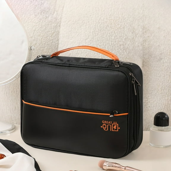 Vadktai Electronic Bag, Travel Cable Accessories Bag, Waterproof Double Layer Electronics Organizer, Portable Storage Case for Cable, Cord, Charger, Phone, Adapter, Power Bank, Hard Drives