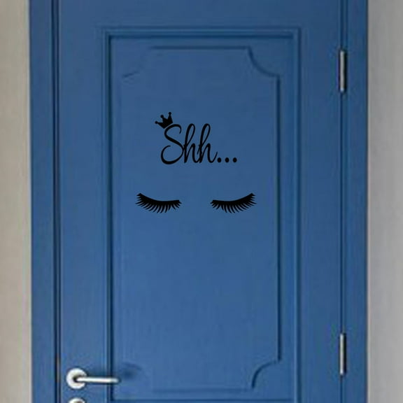 Vadktai Eyelash Wall Decal Salon Home Sign Decor Black Purple Shh Sleep Eyes Art Vinyl Mural Wall Sticker for Living Room Bedroom