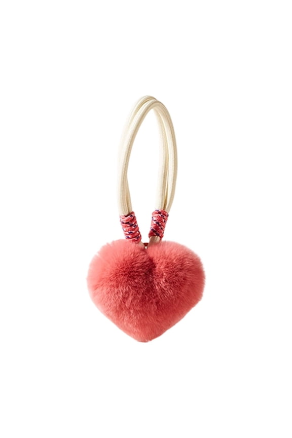 Fur Heart Keychain - Soft Small Red Heart Charm - Cute Valentines Day Gifts for Her - Plush Heart Shaped Key Ring