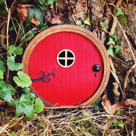 Vadktai Garden Fairy Door Decoration, Miniature Fairy Doors, Mini Fairy Garden Decor, Yard Art Sculpture for Trees Fairies Door Wall Hanging Ornaments
