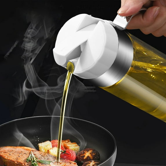 Vadktai Glass Olive Oil Dispenser Bottle, Oil Bottle Olive Oil Container With Automatic Cap And Stopper, 21 OZ Oil Cruet Oil-Spill-Proof Oil Dispenser For Kitchen, Cooking, Salad, Barbecue