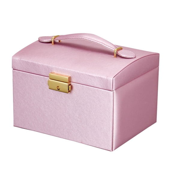 Vadktai Jewelry Box for Girls Women, Jewelry Organizer Box 3 Layer with PU Leather, Travel Jewelry Case with Mirror, Jewelry Storage for Earrings Rings Bracelets Necklaces