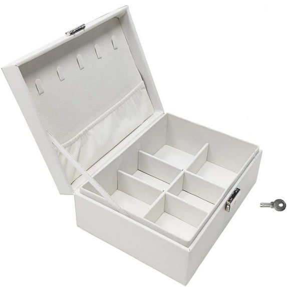 Vadktai Jewelry Boxes for Women, Jewelry Storage Case Organizer Stackable Double Layer Lockable Display for Women, Velvet Necklace Earring Bracelet Ring Watch Brooch Holder