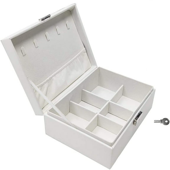Vadktai Jewelry Boxes for Women, Jewelry Storage Case Organizer Stackable Double Layer Lockable Display for Women, Velvet Necklace Earring Bracelet Ring Watch Brooch Holder