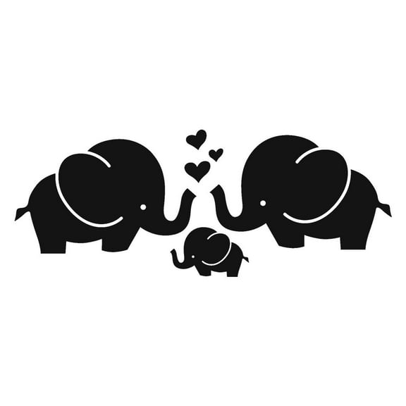 Vadktai Large Cute Elephant Family with Hearts Wall Decals Baby Nursery Decor Kids Room Wall Stickers