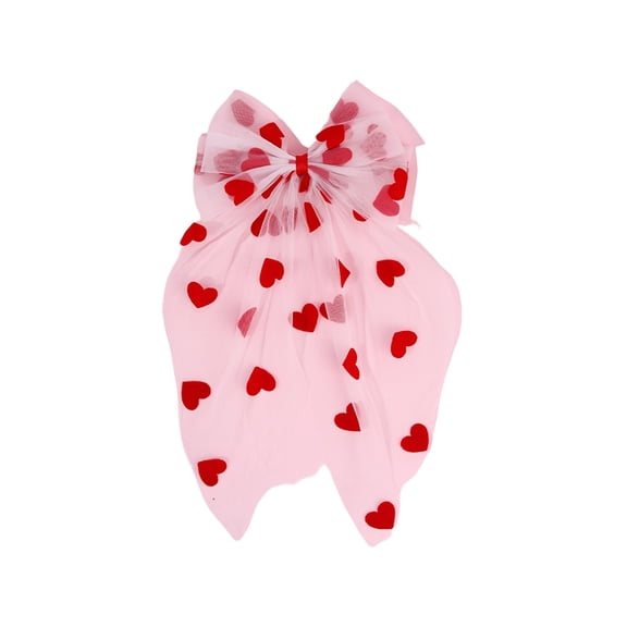 Vadktai Large Hair Bows Clips Veils for Women and Girls, Big Bow Clips Hair Ribbons, Long Tail Transparent Bowknot Ponytail Holder Hairpin, Hair Accessories