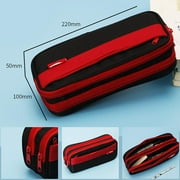 Vadktai Large Pencil Case, Big Capacity 3 Compartments Canvas Pencil Pouch for Teen Boys Girls School Students