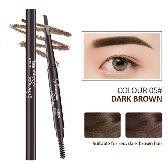 Vadktai Microblading Eyebrow Pen, Eyebrow Pencil 2-in-1 Dual-Ended Eye Brow Pencils for Women with 3-Fork-Tip Applicator and Brush Create Natural Hair-Like Defined Brows, Last All-Day