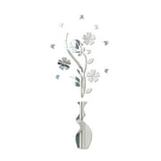 Vadktai Mirror Wall Decals - 3D Flower Wall Stickers Murals for Living Room Bedroom, Walls Decor for TV Background and Sofa Backdrop