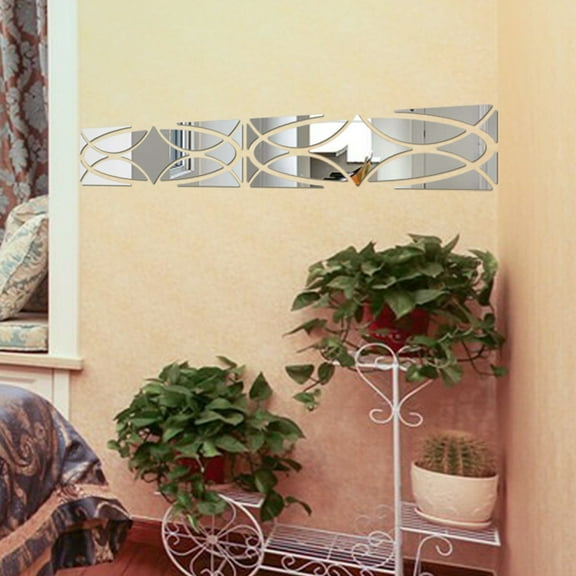 Vadktai Mirror Wall Stickers, Acrylic Square Geometric Pattern Art Decals, Mirror Wall Sheet Tiles Home Decoration for Living Room Bedroom Stair Wall Decor