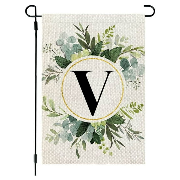 Vadktai Monogram 26 Letter Garden Flag 12x18 Inch Double Sided Outside, Family Last Name Initial Yard Outdoor Decoration