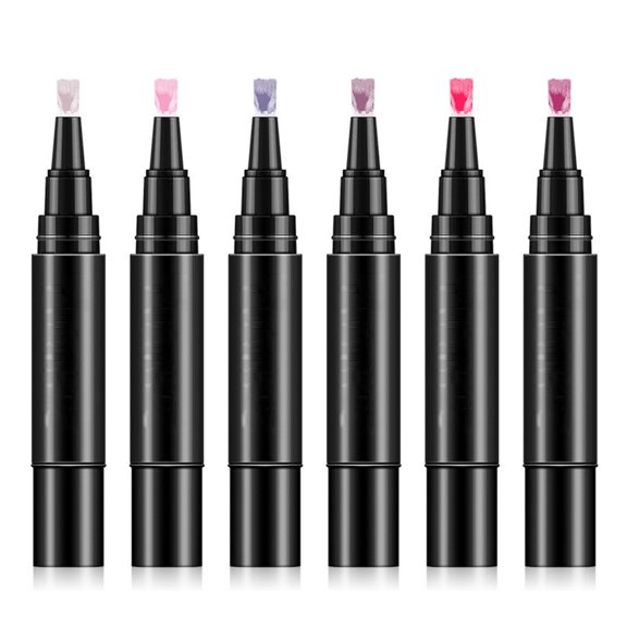 Vadktai Nail Pen, Professional Nail Pen Set-6 Colors Per Set, 3 in 1 Quick Dry Polish Pens for Women, Easy Gel Nails Polish Pens for Nails Art