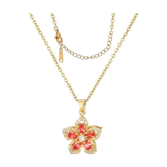Vadktai Necklace for Women, Gold Flower Fidget Necklace, Rotatable Crystal Silver Blossom Pendant Necklaces, Adjustable Spinning Fidget Necklaces, Valentine's Day Jewelry