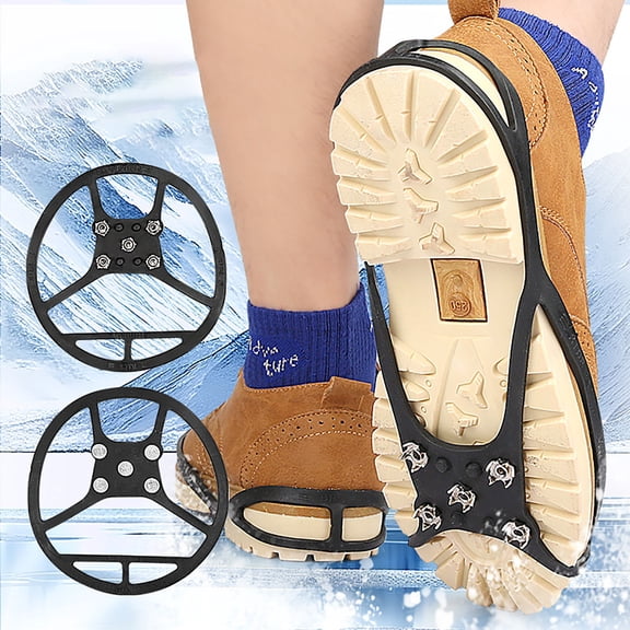 Vadktai Outdoor Lightweight Five-Prong Ice Claws Skidproof Shoe Covers Concise Ice Claws For Rainy Days And Snow-covered Road Climbing Shoe Spikes Traveling Equipment